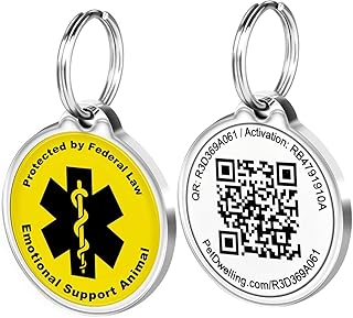 Pet Dwelling ESA Pet ID Tag with QR Code – Emotional Support Animal Tag for Dogs & Cats – Instant Scan Alerts & Free Personalized Online Profile with AI
