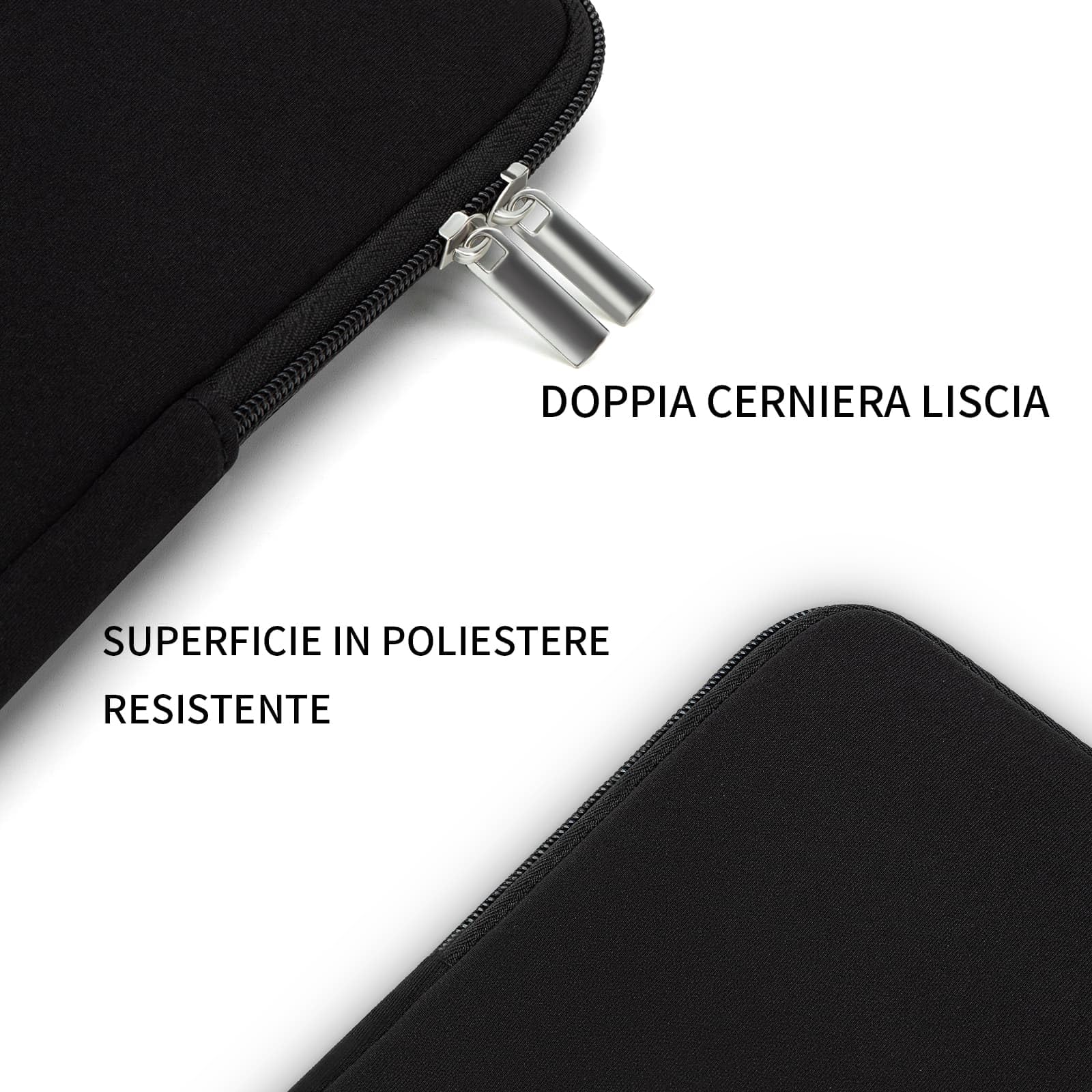 RAINYEAR Manicotto del computer portatile per MacBook Air 13 pollici M5 M4 M3 M2 M1 A3449 A3240 A3113 A2681 A2338 A2337, 13,3 e 14 Pollici Macbook Pro Custodia Accessori Borsa, Nero