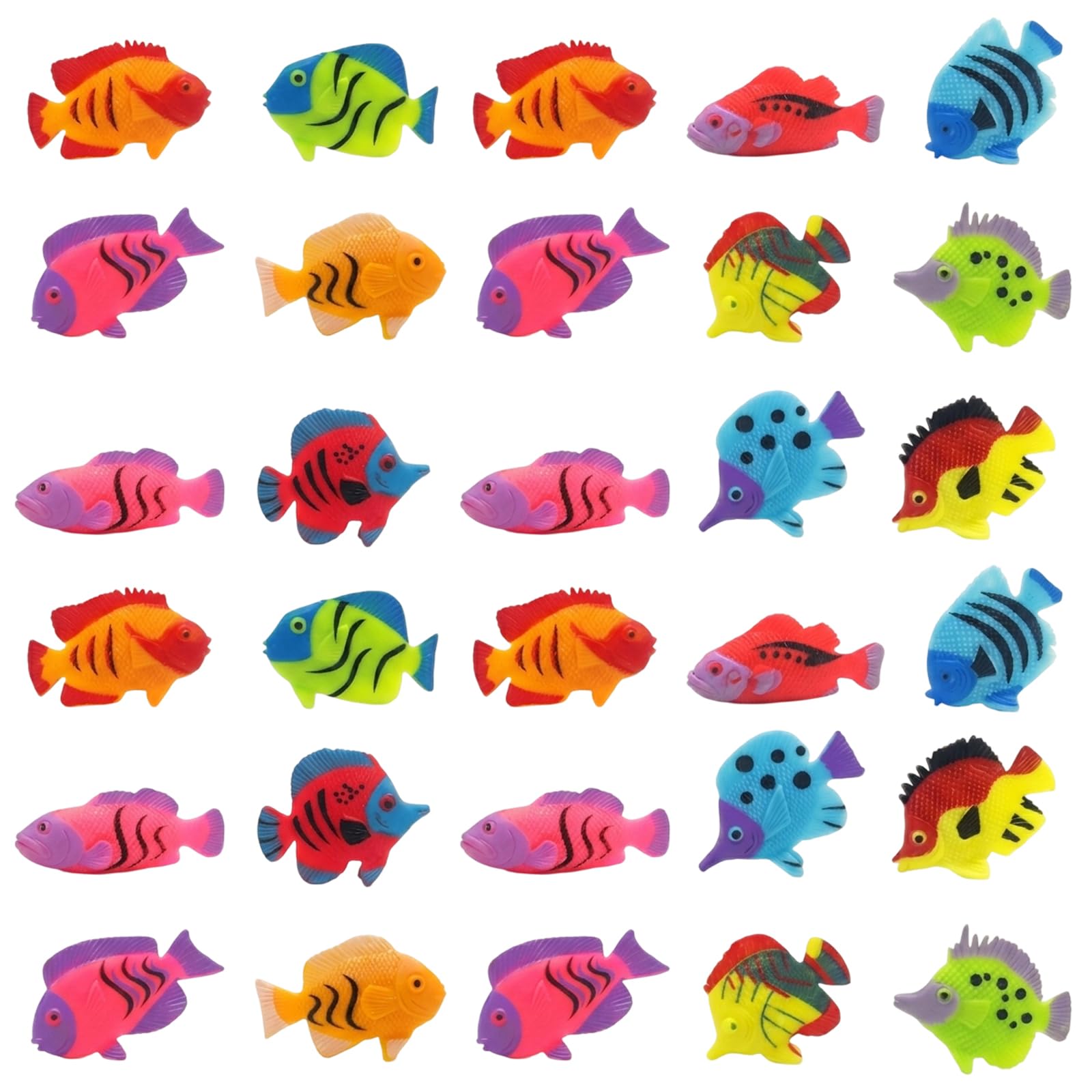 XcnPer 30 Piece Plastic Fish, Miniature Sea Fish Collection, Vibrant Rainbow Fish Models, Decorative Marine Animal Figures for Adult Collectors and Aquatic Displays