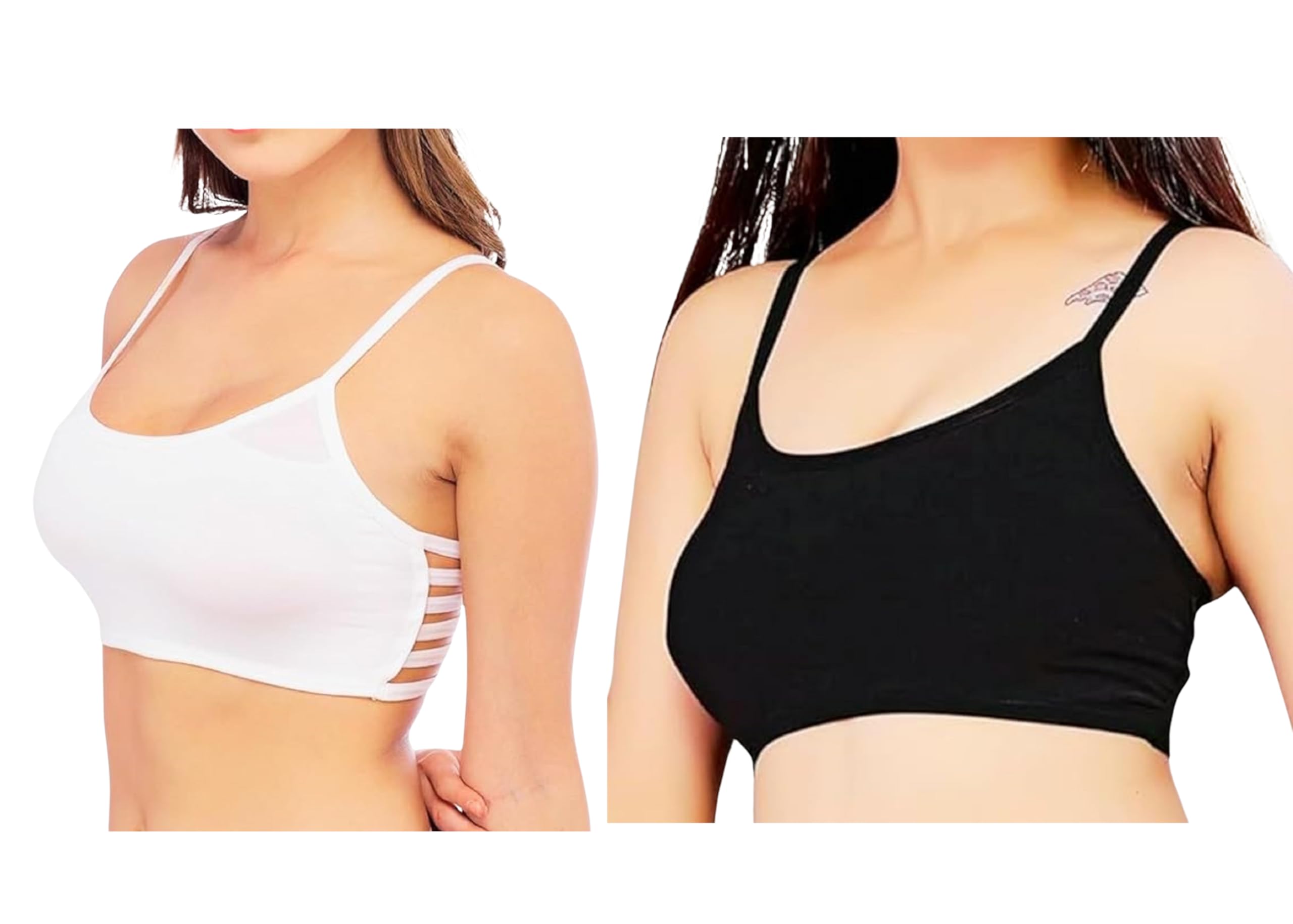 tood fashion Women's Flexi Fit Lightly Padded Pure Cotton 6 Strap Sports Short Bralette Combo Bra-picture-43