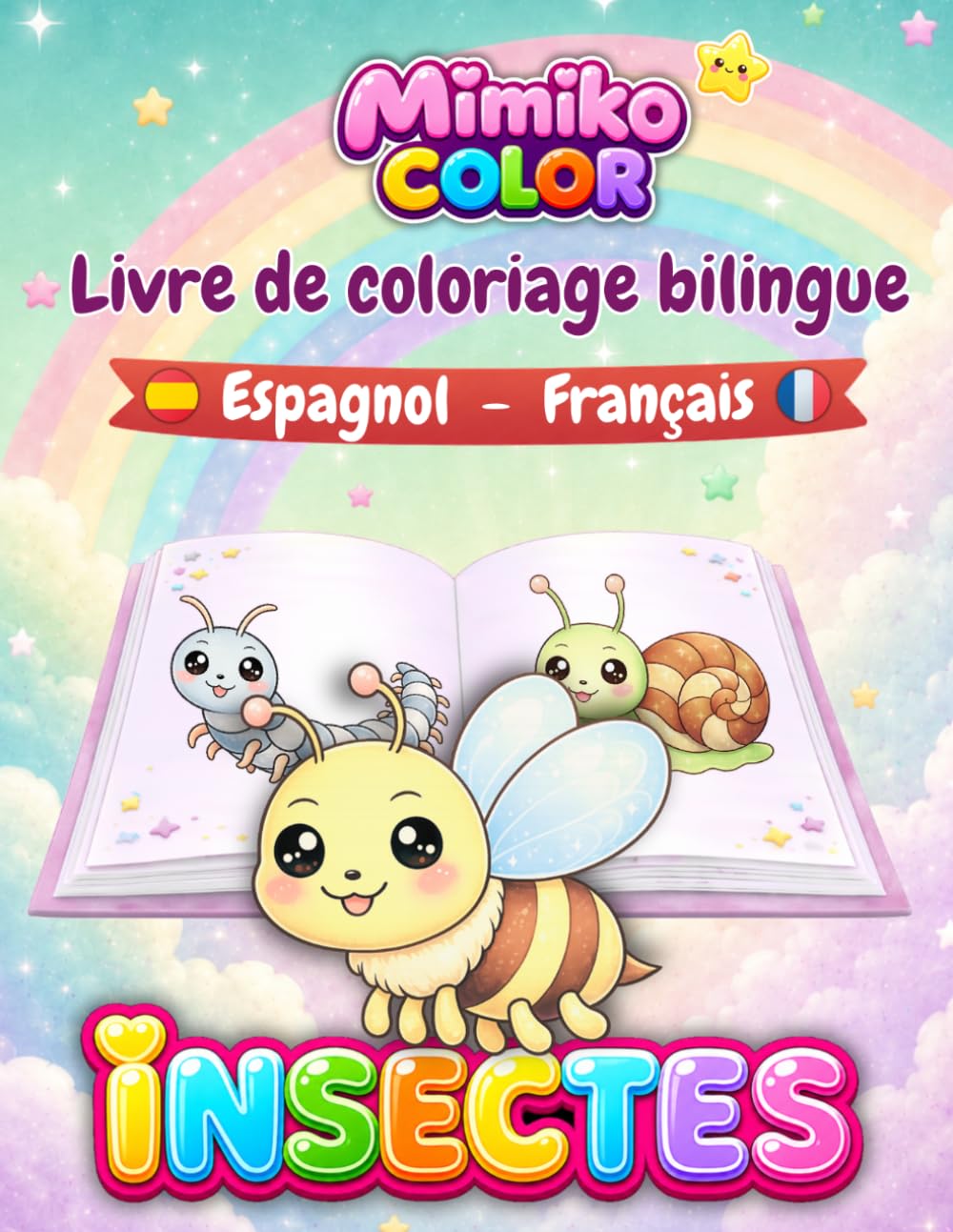 MIMIKO COLOR - INSECTES: Livre de Coloriage Bilingue