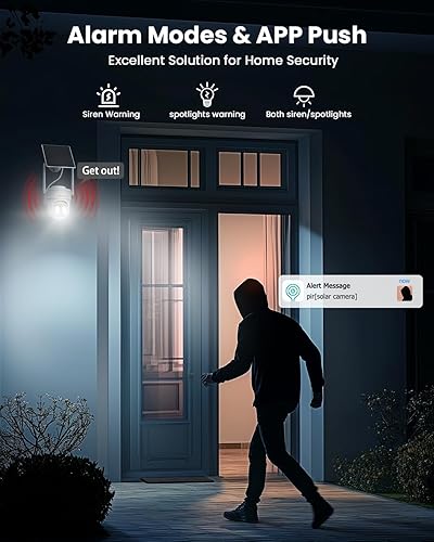 Miniatura 7 de Cámaras de seguridad solares inalámbricas para exteriores, paquete de 2 cámaras de seguridad de 3 MP inalámbricas para exteriores, cámara WiFi de