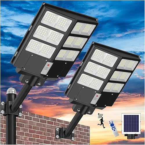 Miniatura 8 de Luz de calle solar, 4000W luces de inundación solares impermeables al aire libre 450000LM luz de estacionamiento comercial con sensor de movimiento