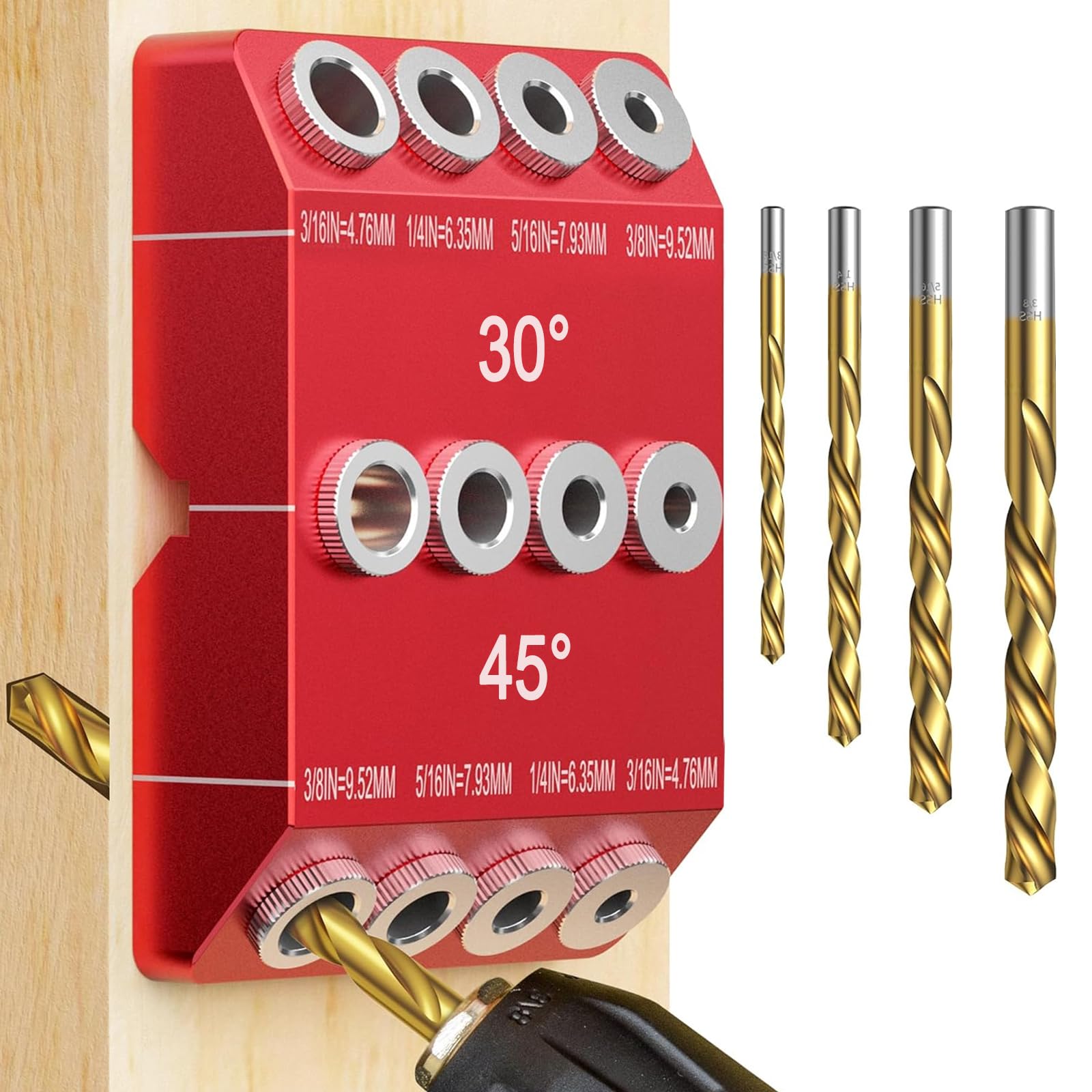 Dima Per Fori A Tasca 41 Pezzi - Per Spinatura Legno, Guide Per Angoli 6/8/10mm - Foto 12