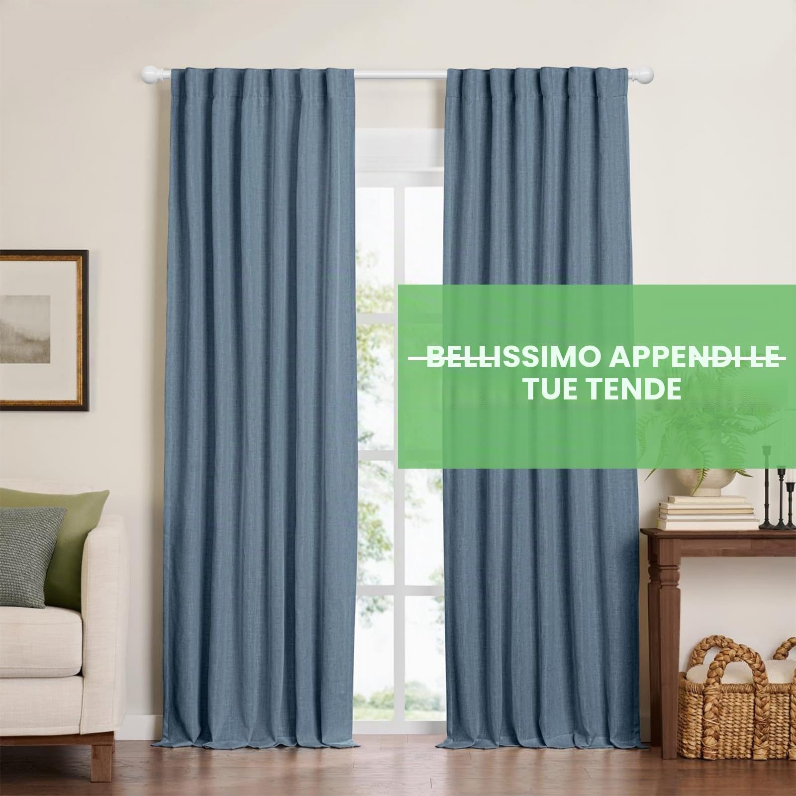 Bastone tenda 3 metri bianco metallo regolabile 5/8 diametro 80-300 cm set con staffa