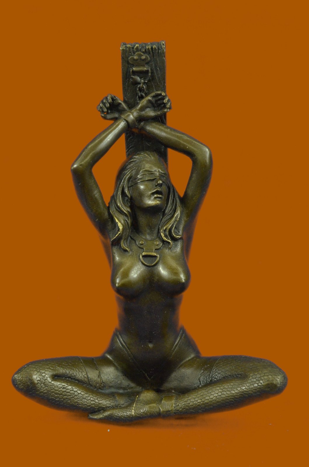 Captive Femme Awaits Fonte Bronze Sculpture Véritable Art Déco de