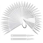 80 Pieces Nail Swatch Sticks Clear Display Sticks Stiletto Practice Tips Nail Color Swatches with Metal Ring