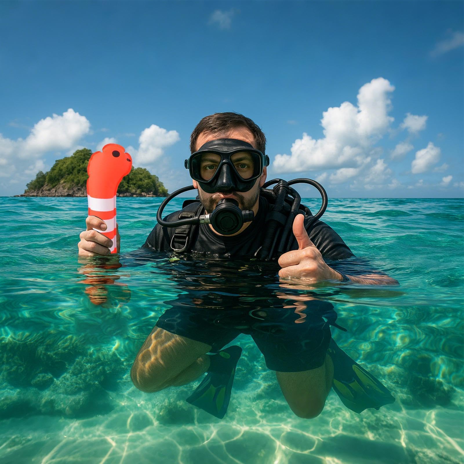 Boa da nuoto gonfiabile per la sicurezza in acqua, galleggianti con marcatore per piscina, pesca, snorkeling, pratica subacquea