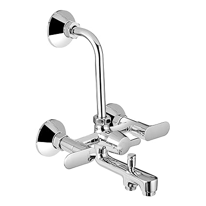 Benelave by Hindware 3-in-1 Wall Mixer for Bathroom | Made of Brass | Mirror-Like Chrome Polish Finish | Provision for Overhead Shower & Hand Shower | Volga Range