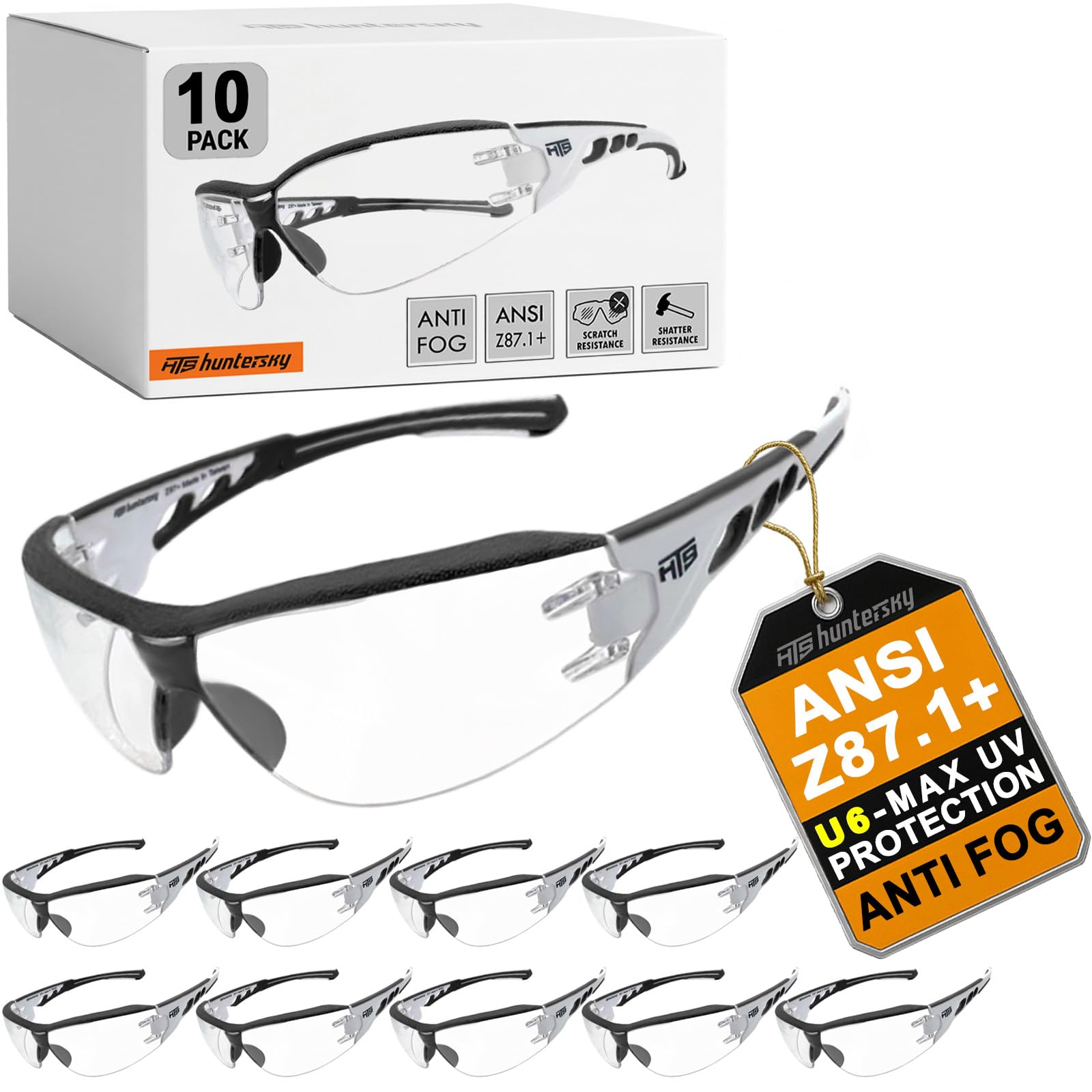 HTS HUNTERSKY Super Flexible Lightweight Anti Fog Wrap-Around U6 Clear Shooting Safety Glasses with ANSI Z87.1 Scratch Resist — Amazon image 13