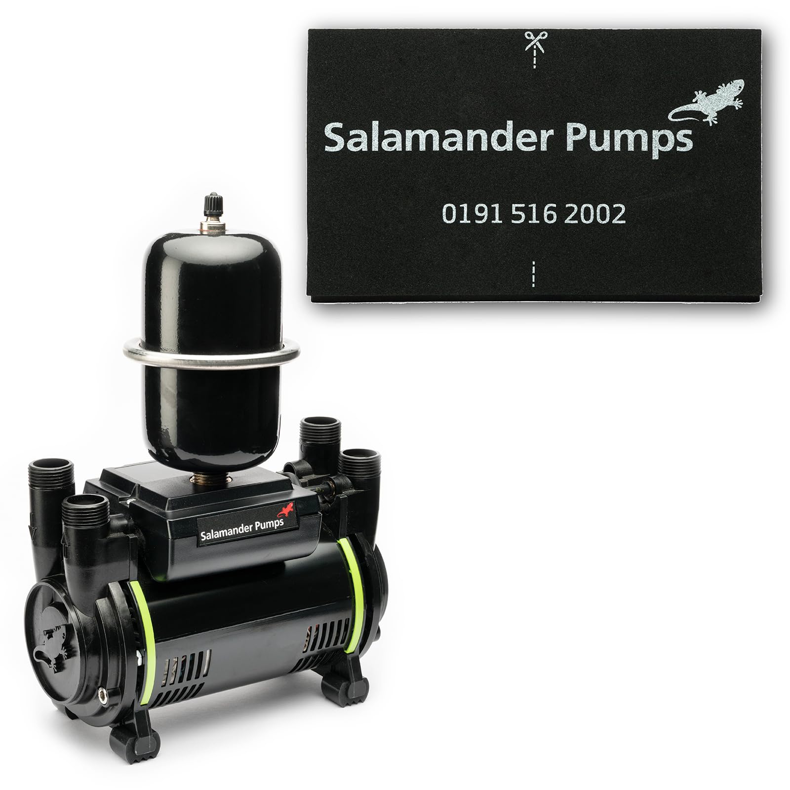 Salamander Pumps Black - Ct80 Universal Bathroom Pump - 2.6 Bar Pressure - Twin End - Suitable For All (+ Or -) Gravity Fed Systems - Wras Approved