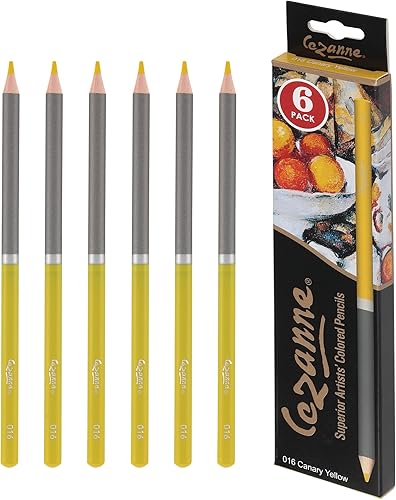 Creative Mark Cezanne - Lápices de colores de alta calidad, color amarillo canario, paquete de 6 lápices de dibujo altamente pigmentados, lápices de