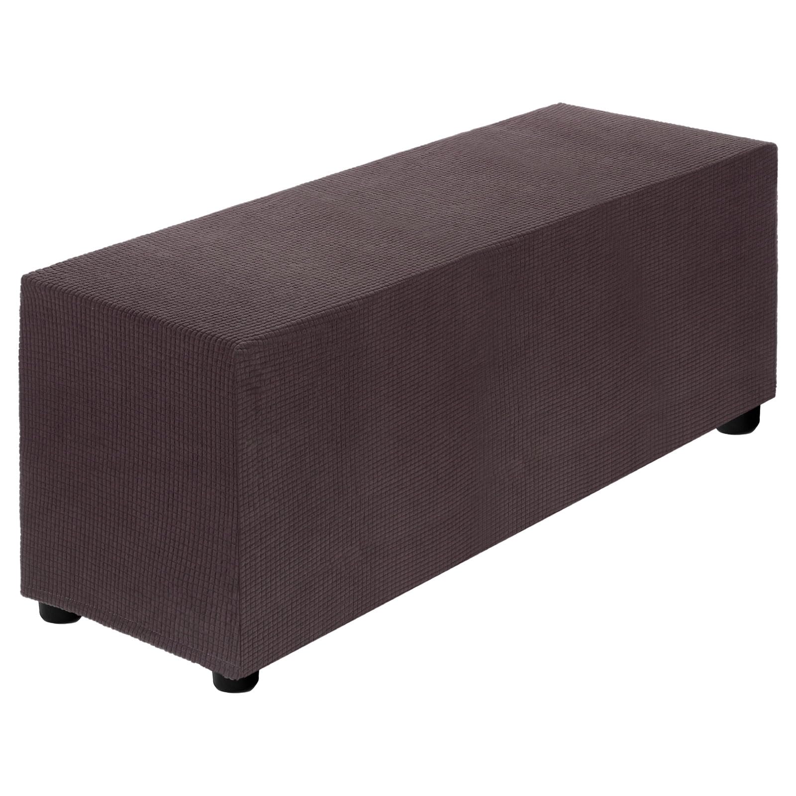 sourcing map Stretch Ottoman Cover Rectangular Oversized Square Ottoman Slipcover with Elastic for Foot Stool Living Room Bedroom Fit Length 101-127cm / 40"-50", Large, Dark Curry