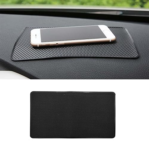 Car Dashboard Anti-Slip Silicone Pad, 10'' x 6'' Black Grid Sticky Adhesive Mat, Car Grasping Pad, Multifunctional Gripping Mat for Phones, Keys, Sunglasses, Coin, Electronic Devices (27×15 CM)