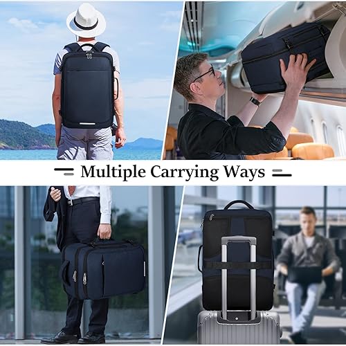 Miniatura 6 de IGOLUMON Mochila de viaje para hombres y mujeres, 40L, aprobada para vuelo, mochila de transporte impermeable de 17 pulgadas para laptop, Azul