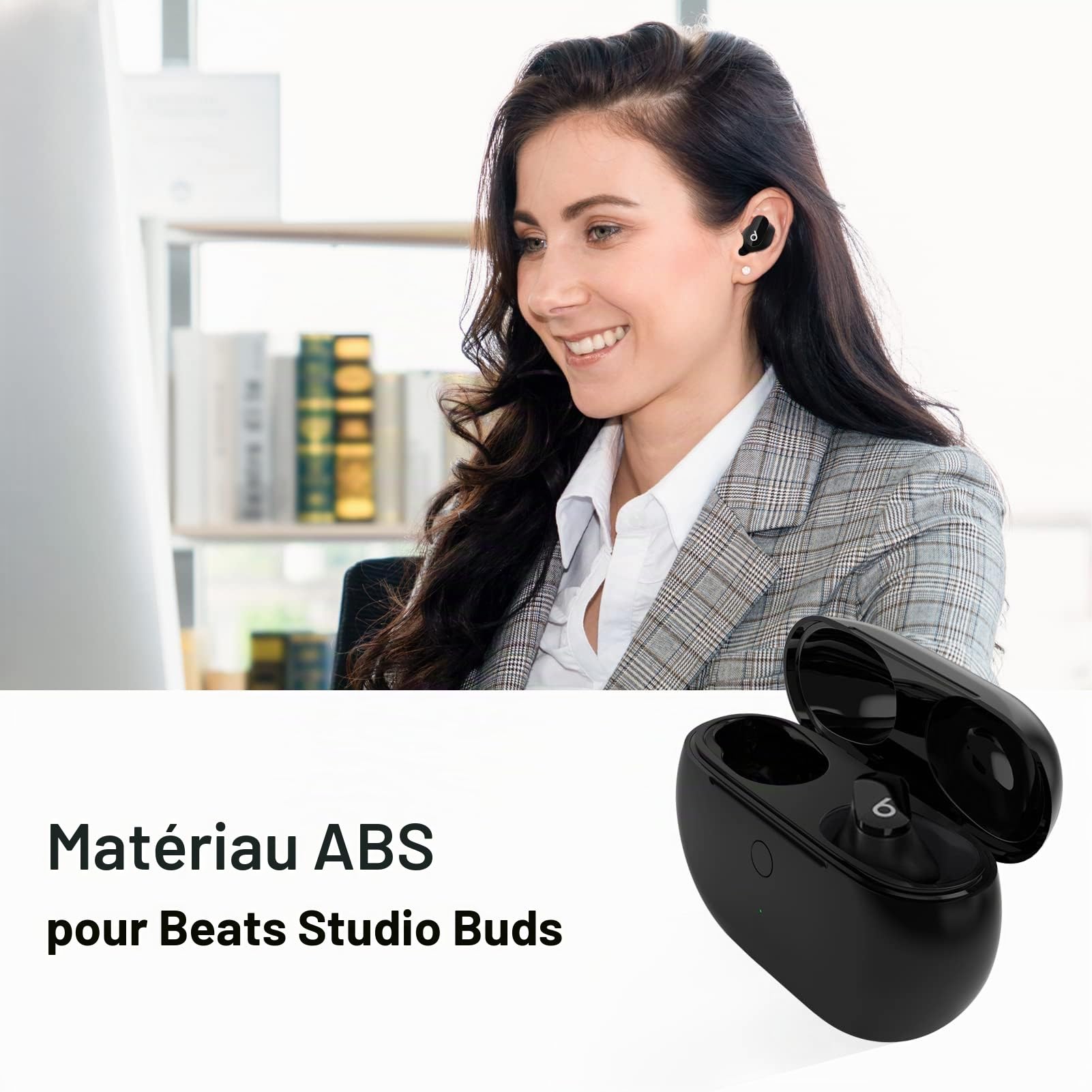 Boîtier de Charge de Remplacement Compatible avec Beats Studio Buds, Étui de Chargement pour Beats Studio Buds Boitier Charge avec Bouton de Couplage Sync (Écouteurs Non Inclus)