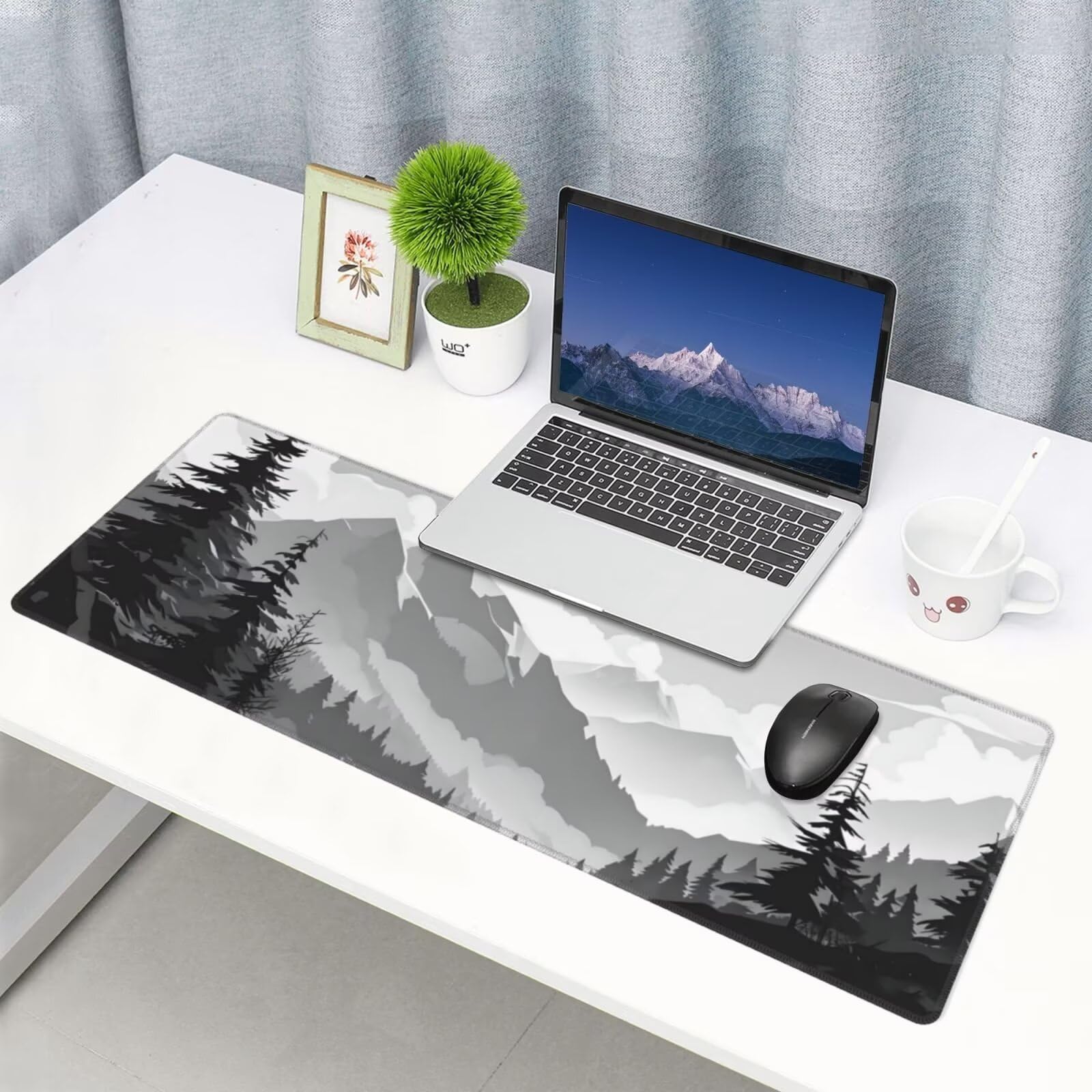 Tappetino Mouse, Tappetino Mouse Gaming Grande XXL 1500x800x3mm Tappetino Scrivania Mouse Pad, Base in Gomma Antiscivolo, Bordi Cuciti,Lavabile, Mousepad per Ufficio e Gaming (catena montuosa) R-582