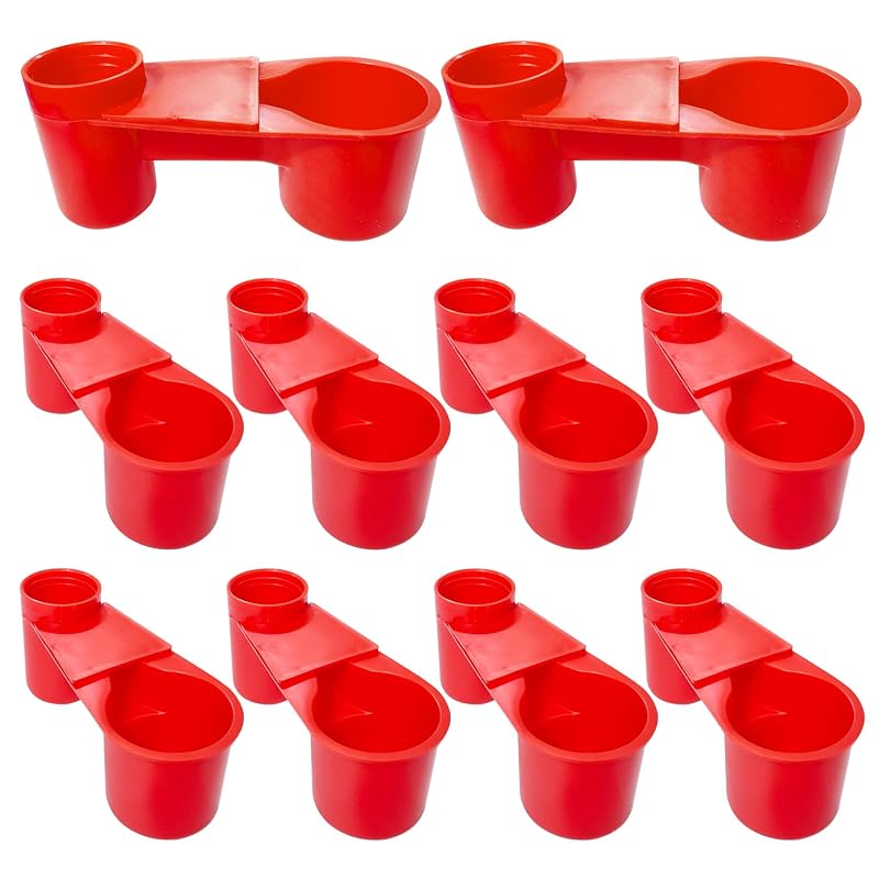 Bebedouro para Aves por Gravidade de Plástico Cyrading Vermelho, Pacote com 10