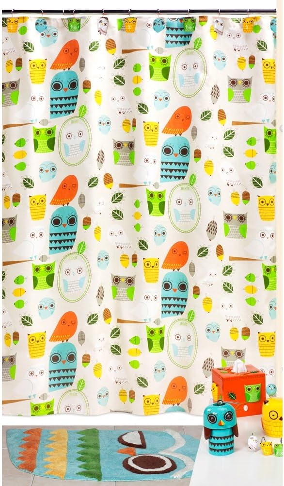 Creative Bath Products Inc. Give A Hoot Shower Curtain, Multicolored