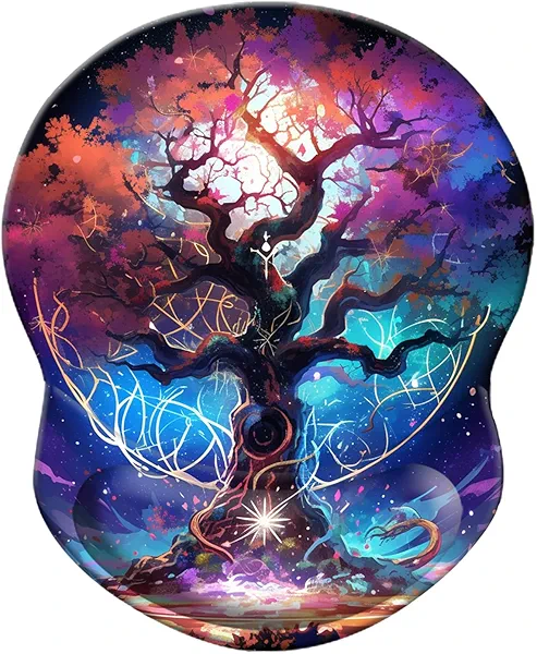 Wrist Support Mouse Pad Non Slip Rubber Base Wrist Rest Mousepad 8.75in X7.5in Small Desktop Notebook Mouse Mat for Home Office Computer Laptop (Life Tree Wrist)
