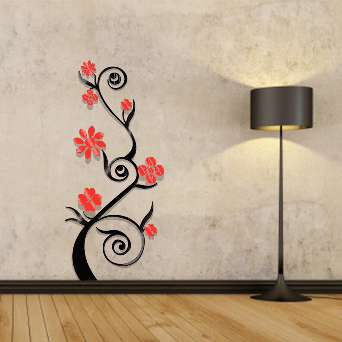 VORANCE Home Wall Decor, 3D flower Wall Art Stickers In Kitchen, Mirrors Like Wall Decal, Tree Wall Decorations In Living Room, Well Used In Sofa Backdrop, TV Background And Bedroom