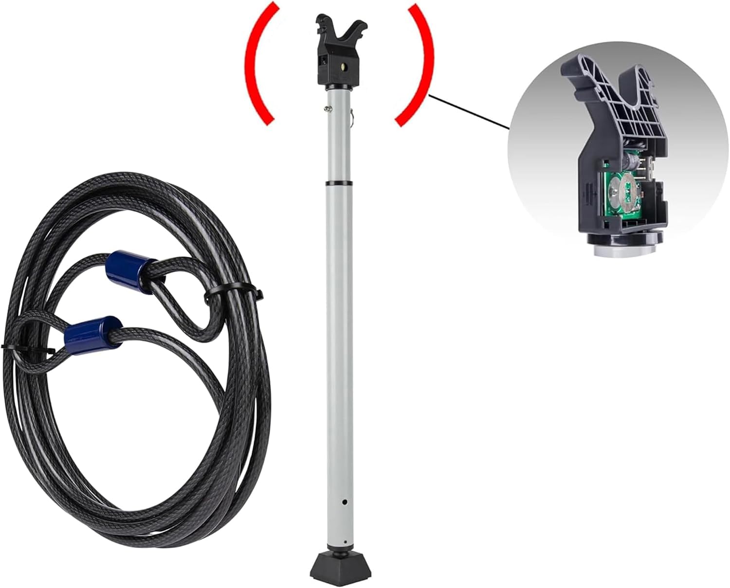 BRINKS Home Security Bundle - Portable Alarm Door Security Bar & 15 ft Flexible Steel Loop Cable - Adjustable Door Jammer & Heavy-Duty Outdoor Security Cable