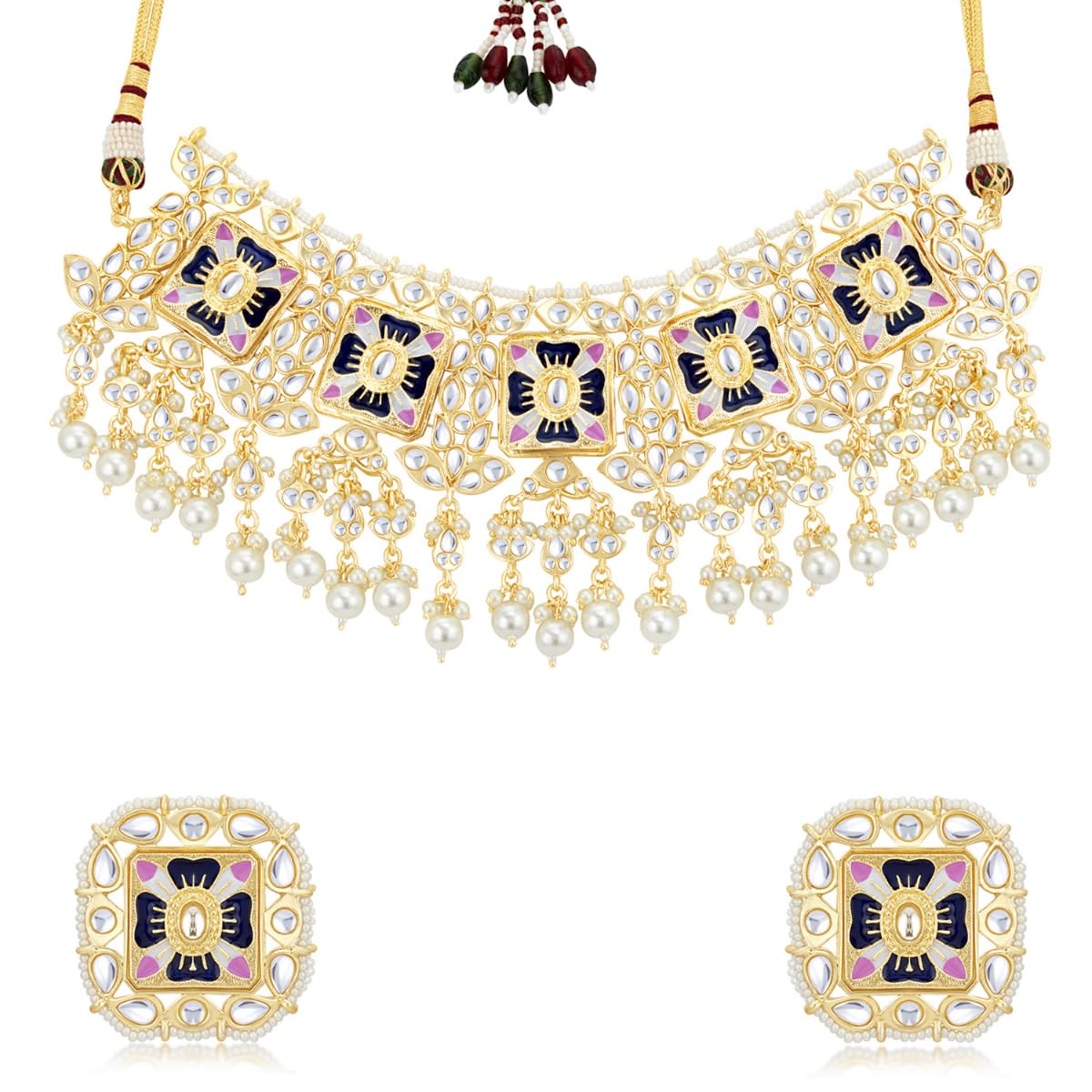 Sukkhi Alluring Pearl Gold Plated Kundan Meenakari Necklace Set for Women (SKR85703), Multi Colour, Free Size (B09497N7DN) Amazon Price History, Amazon Price Tracker