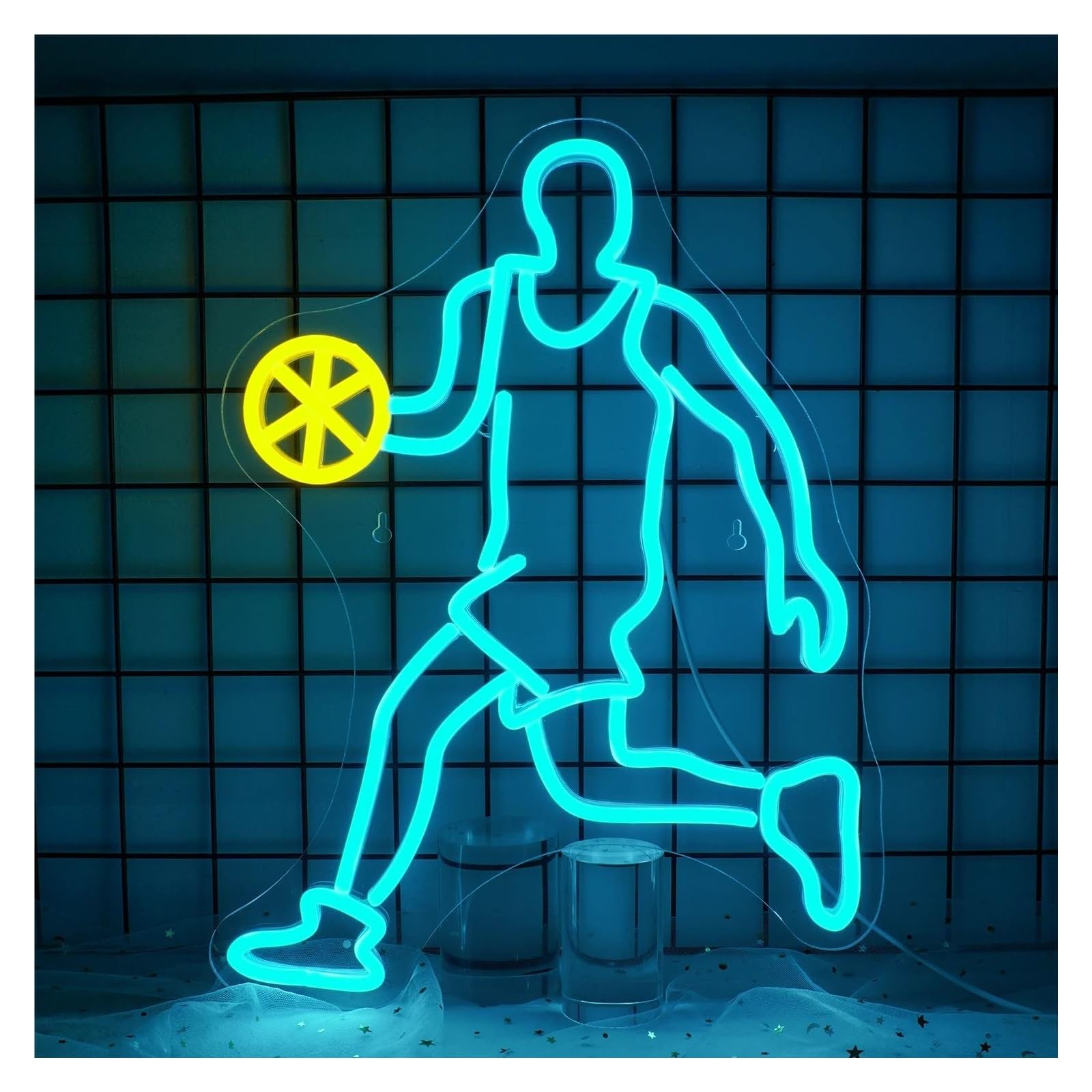 SHOUXI Sign Lamp Basketball Sport Neon Signs Wall Decor Lights Dimmable Room Decoration for Gym Sports Club Bedroom for Ball Lover 42cmх32cm