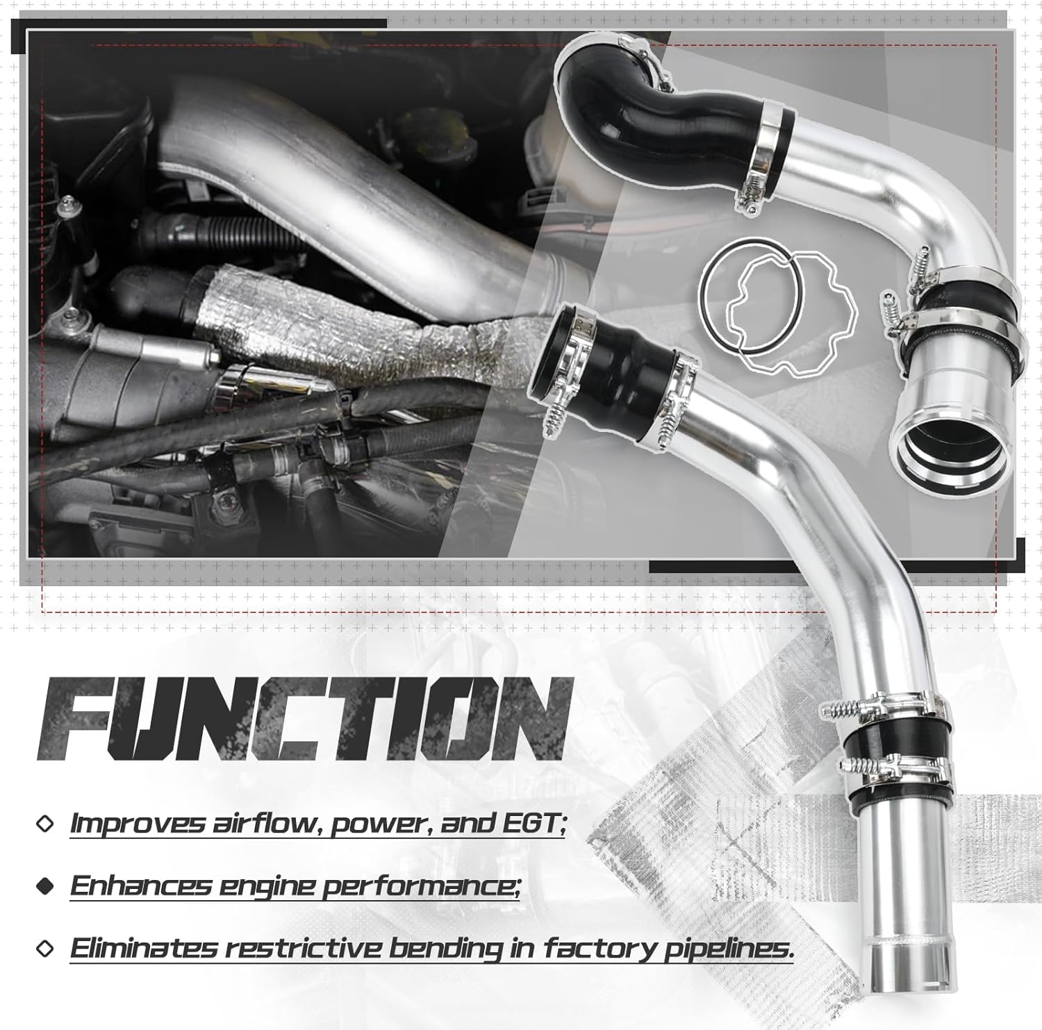 PTNHZ Max Flow Hot & Cold Side Intercooler Pipe Boot Kit Compatible with 11-16 Ford F250 F350 F450 Super Duty 6.7L Powerstroke Diesel