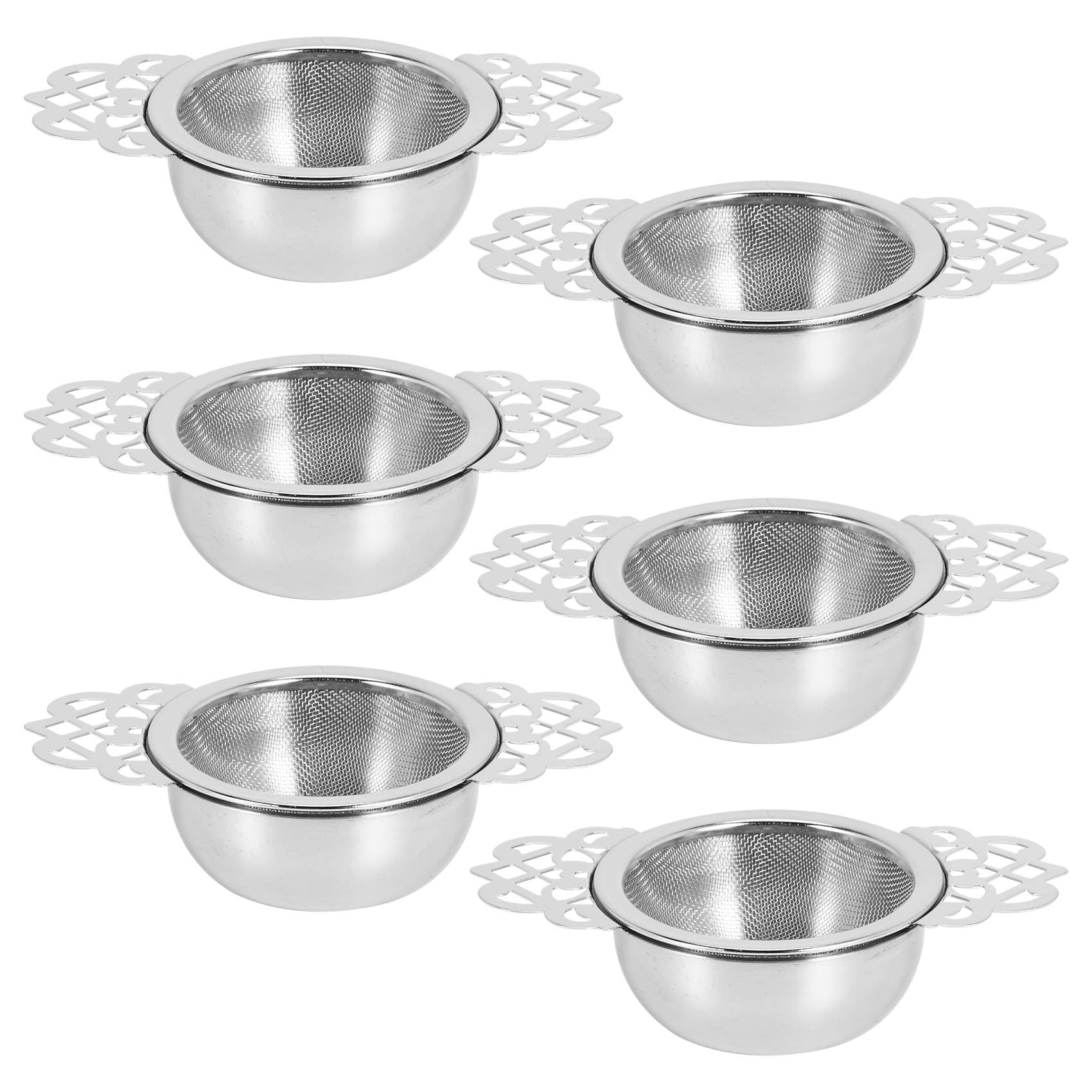 Elqater 6Pack Tea Strainers with Drip Bowl,2.5 Inch Tea Filters for Loose Leaf Tea, Stainless Steel Mesh Tea Infuser with Handle