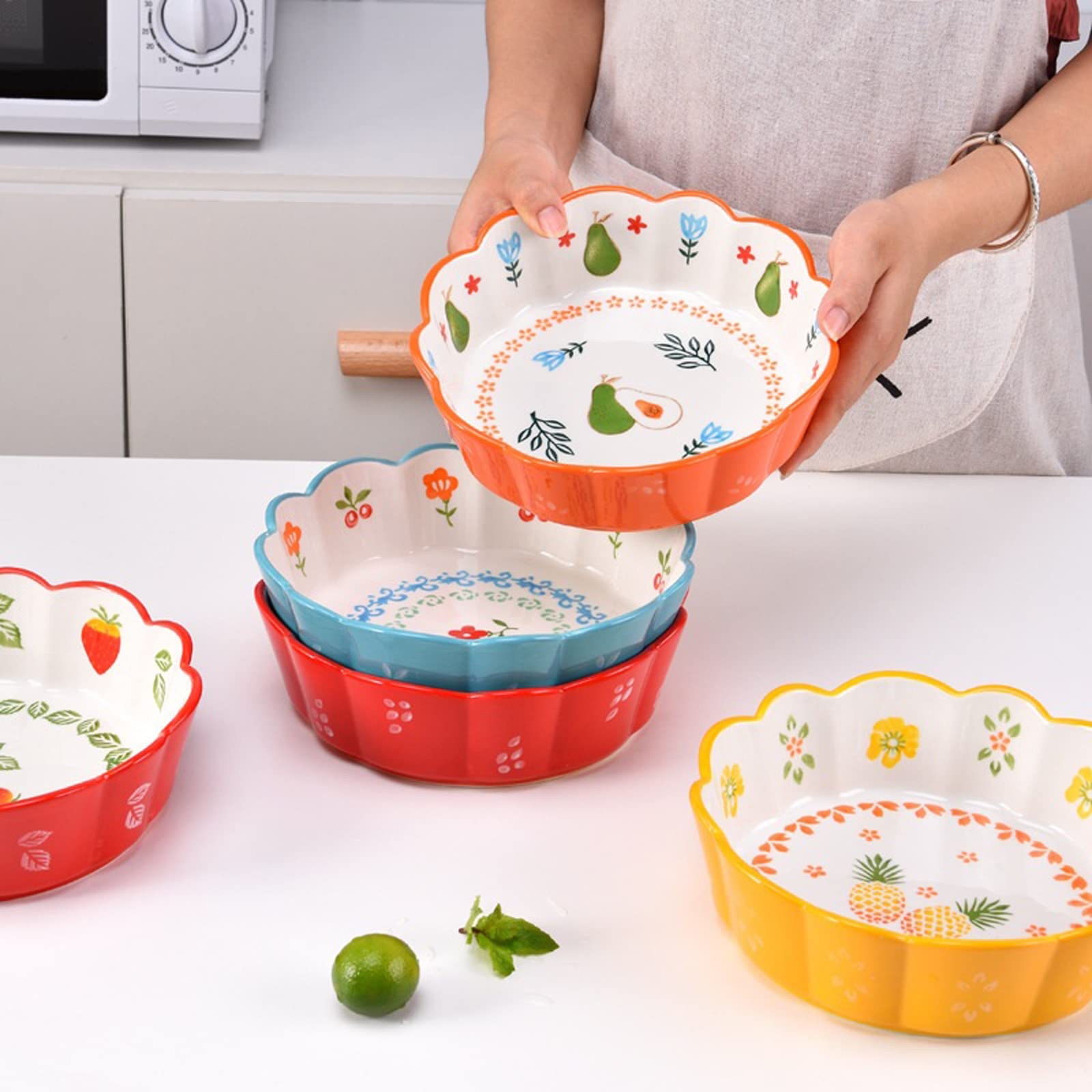 Japońskie formy do pieczenia, na owoce gospodarstwa domowego, miska do sałaty, ręcznie malowana miska deserowa, miska na ryż, natychmiastowe ceramiczne naczynia do lasagne, tiramisu i zapiekanek (A,L)