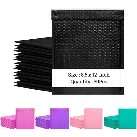 Self-Sealed 8.5 x 12 Inch Poly Bubble Mailers (30 Pack)