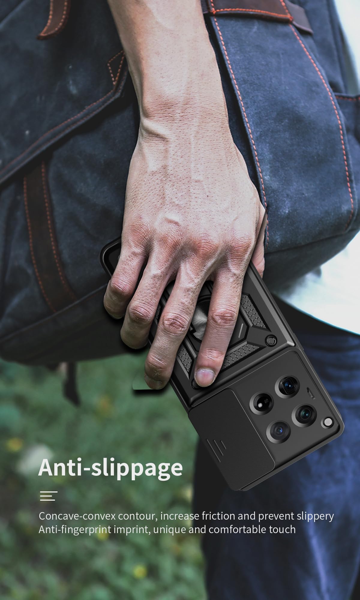 Hülle Für OnePlus 12 5G Mit Slide Kameraschutz & Ringständer – Magnetisch, Stoßfest, Grau