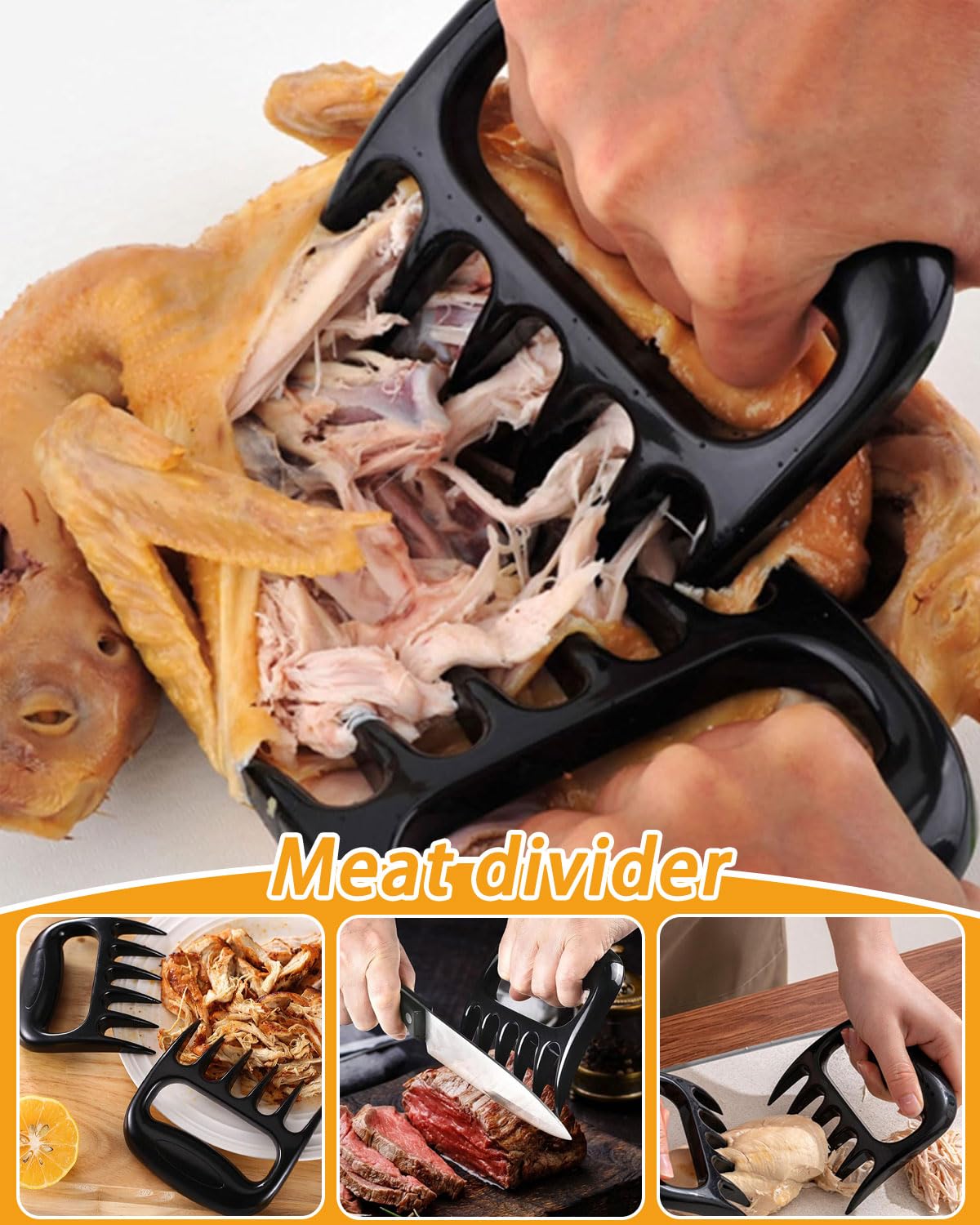 2Pcs Pulled Pork Artigli per Carne, Attrezzi Barbecue Claws,Barbecue Artigli Sfilaccia Pollo, Forchettone da Cucina BBQ, Regali Barbecue Originali,per Carne di Maiale Tirato, Manzo, Tacchino