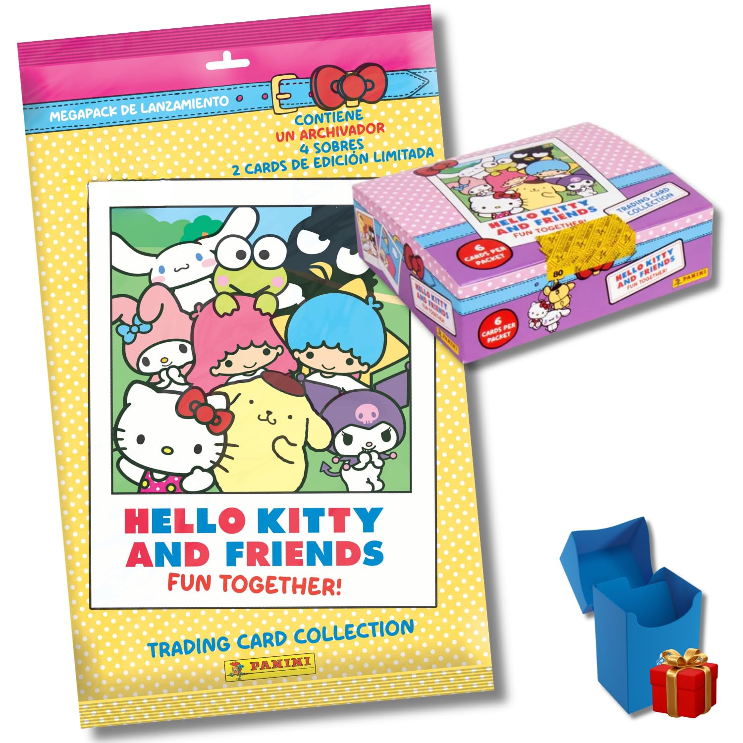 Panini Hello Kitty and Friends Fun Together, Trading Cards Coleccionables, Sobres Sorpresa, Deck Box de Regalo, Pack de Inicio (Inicio +caja 24 sobres)