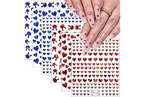 6 Sheets Heart Nail Art Stickers, Valentine's Day Nail Decals