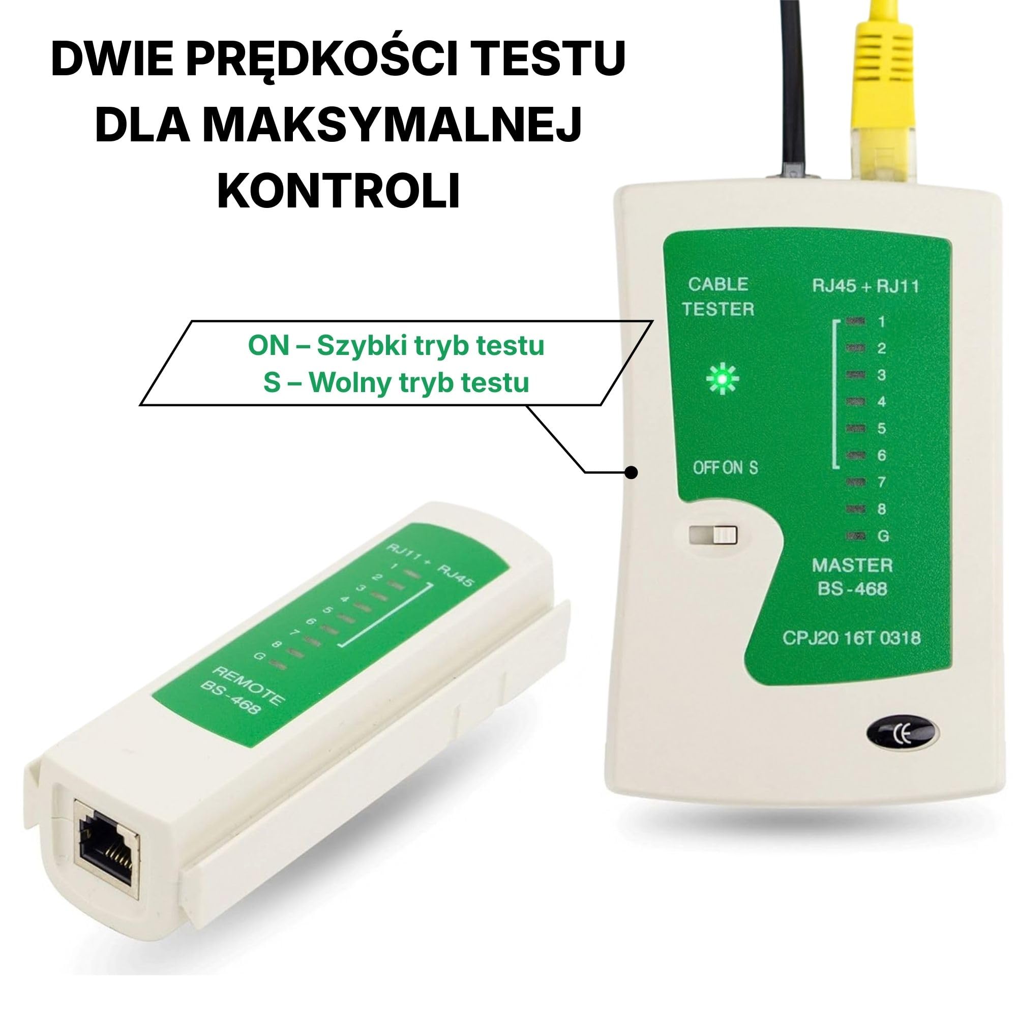 Incutex Tester Kabli Sieciowych RJ11 RJ12 RJ45 ISDN LAN Kabel Sieciowy, Kabel Krosowy CAT6 CAT7 CAT8 Tester Okablowania, Tester Ciągłości Obwodów Elektrycznych