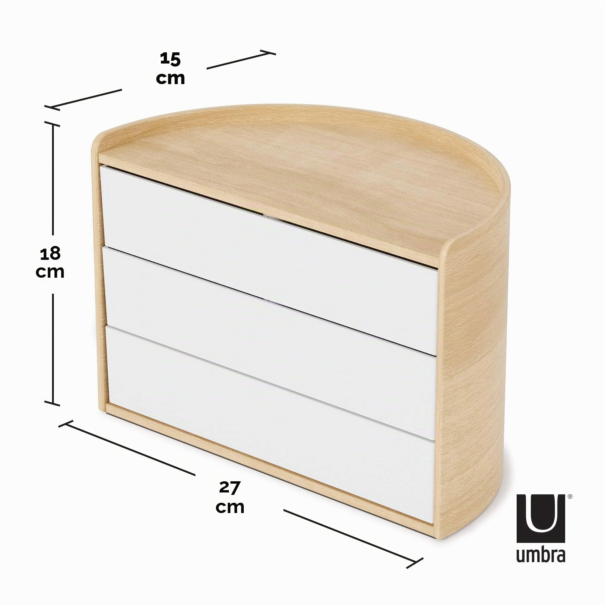 Umbra Moona Coffret à bijoux, 3 niveaux pivotants, Blanc/Naturel
