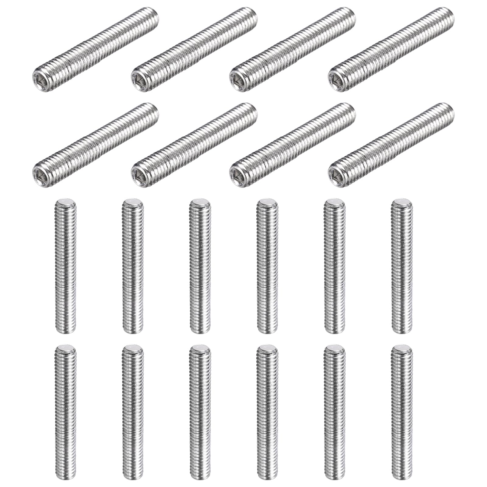 sourcing map 20 Pcs M5-0.8 x 25mm Grub Screws, 304 Stainless Steel Cup Point Allen Head Screws Internal Hex Socket Drive for Bathroom Fixtures Repair Furniture DIY Project