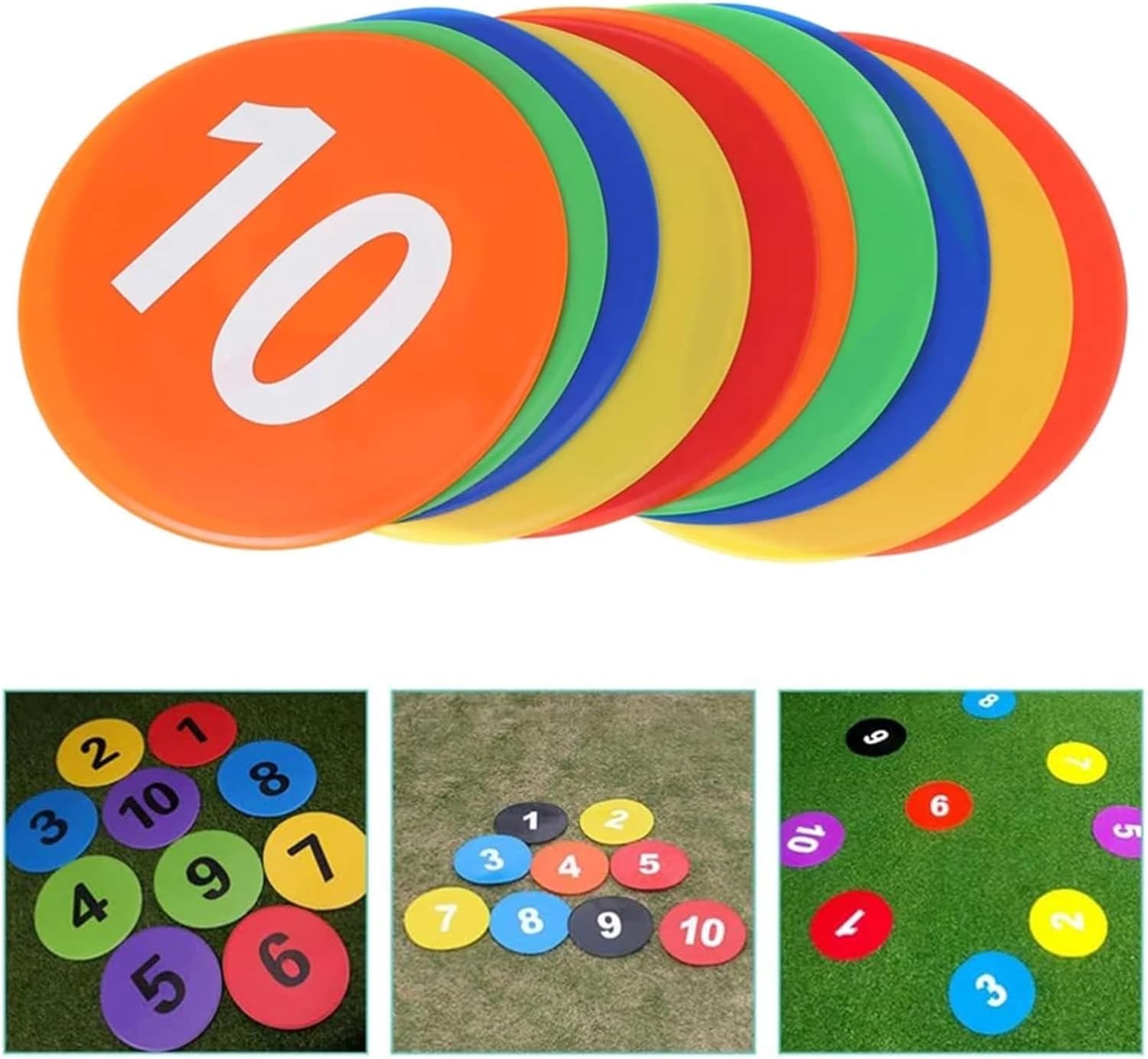 Spot Markers 10pcs Rubber Spot Markers for Sports 1 to 10 Numbers Sensory Integration Adults Basketball Football Speed Agility Training for Training Exercise Drills Gym Football