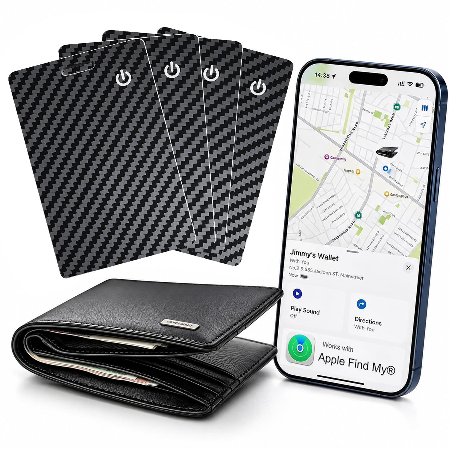 [Certificato Apple MFi] Confezione da 4 carte tracker con Apple Find My (solo iOS) Ricaricabili Air Tracker Tag Bluetooth Wallet Finder IP68 impermeabile GPS Tracker Trova oggetti per chiavi, borse