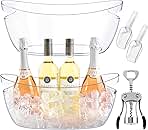 Ice Buckets for Parties,Ice Bucket Bowls of 2pcs with Scoops(2pcs)&Metal Wine Bottle Opener,5.5L Large Clear Acrylic Ice Champagne Buckets Tub for Parties,Mimosa Bar Supplies,Beer,Beverage&Drinks