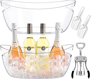 Ice Buckets for Parties 2 Packs,Ice Bucket with Scoops&Metal Wine Bottle Opener,Clear Acrylic Ice