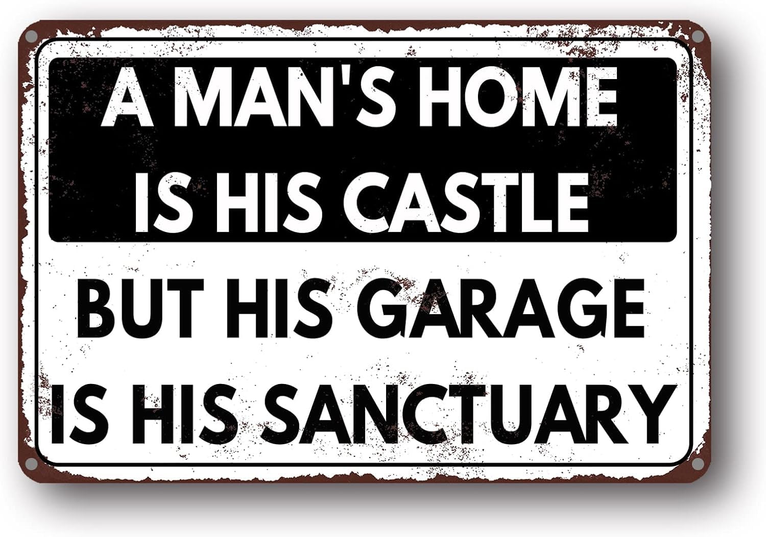 Anceky A Mans Home is His Castle, but His Garage is His Sanctuary Funny Vintage Metal Sign, Garage Man Cave Wall Decor Wall Art Iron Painting Poster s Cafes Bar Club 8x12 Inch