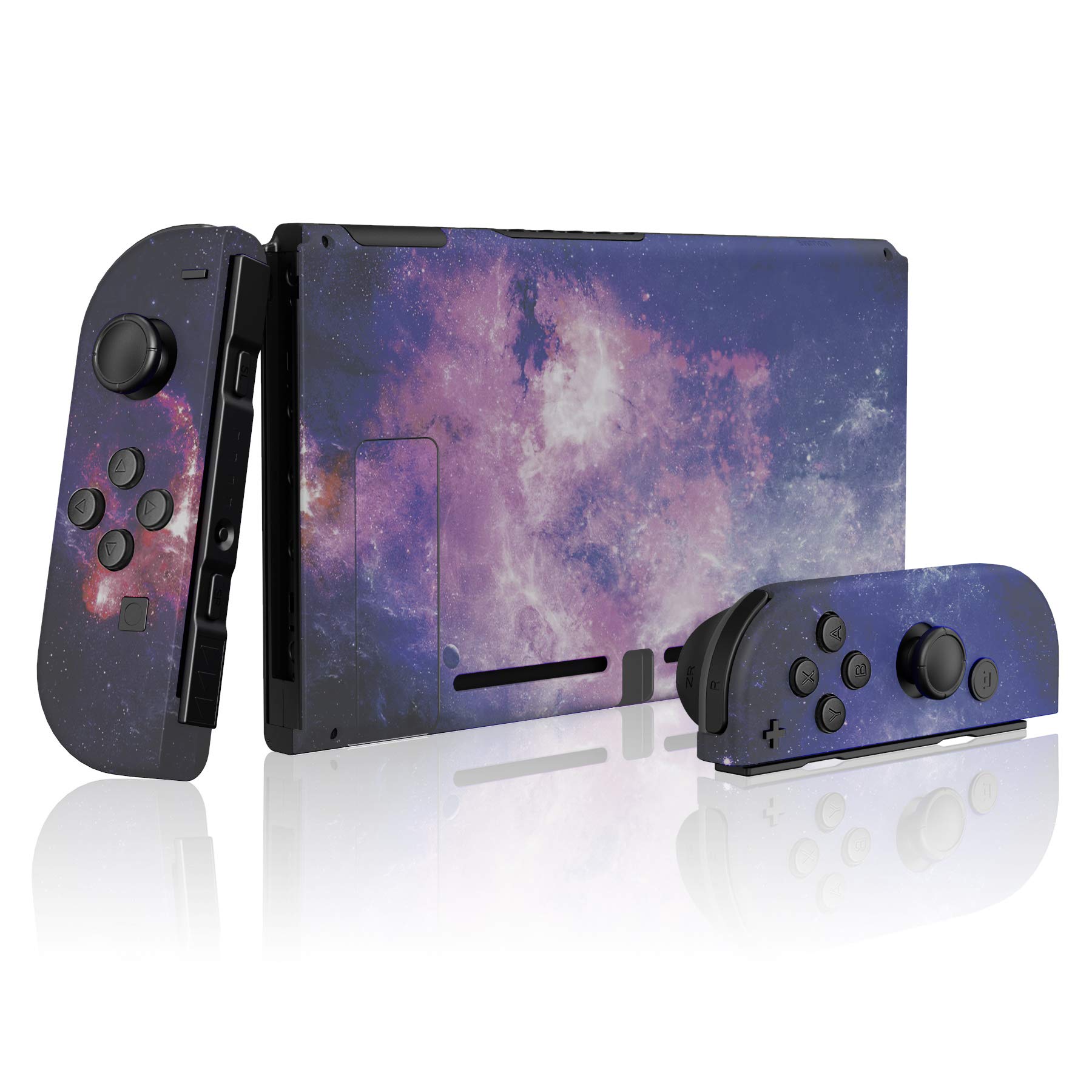 eXtremeRate Carcasa con Botones para Nintendo Switch - Funda Protectora de Reemplazo para Joycons y Consola, Shell Placa con Teclas para Nintendo Switch Accesorios (Galaxia Nebulosa)