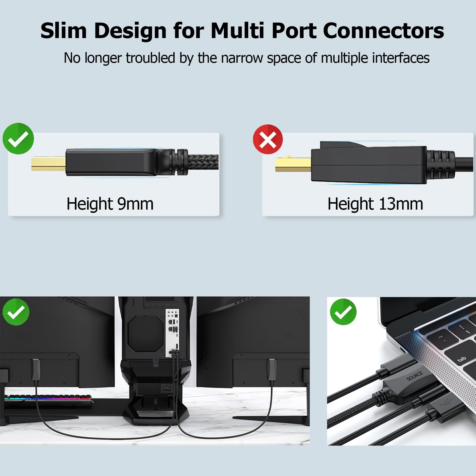 Paquete de 5 cables DisplayPort a HDMI 4K, 6 pies DP (puerto de pantalla) a HDMI, cable adaptador trenzado macho a macho, soporta video y audio (4k, 2160P, 1440P, 1080P), no bidireccional
