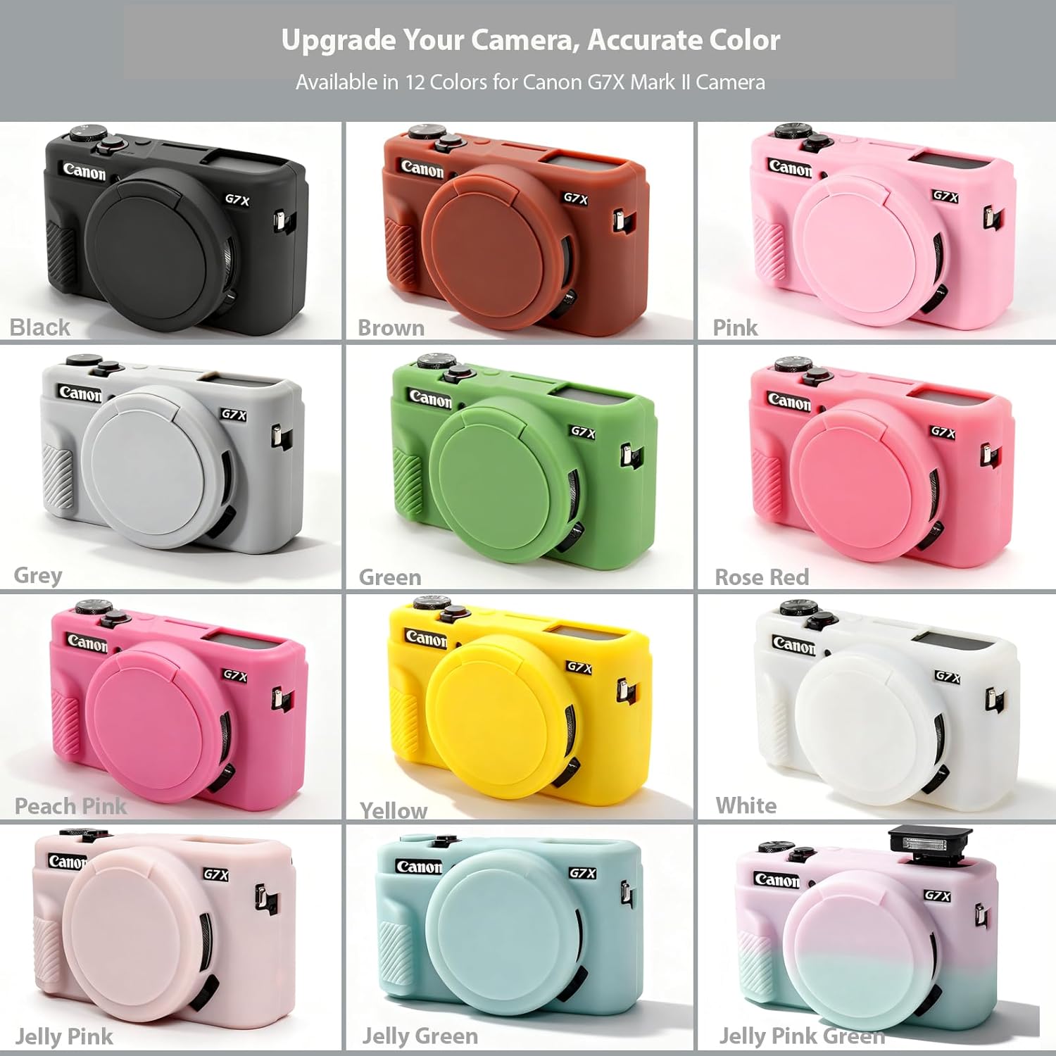 Case for Canon G7X Mark II G7X Camera, Soft Silicone Protective Case, Slim Fit Sleeve with Removable Lens Cover and Screen Protector Accessories, Lightweight, Anti-Scratch (Jelly Pink Green) - Image 7