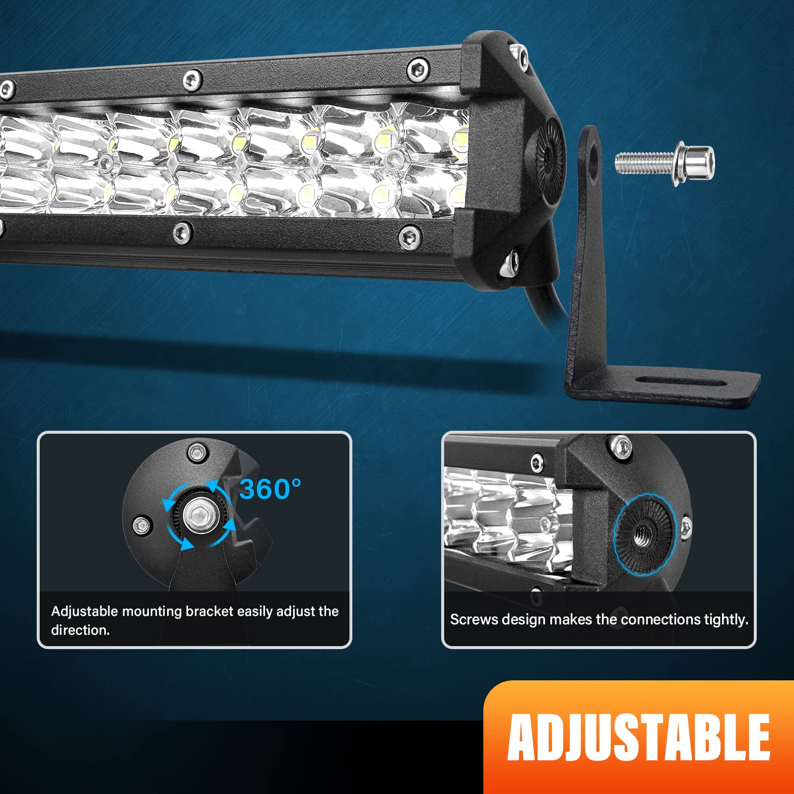 RIGIDON 24 pollici 60 cm 180 W faretto barra luminosa a LED, 12 V 24 V barre luminose LED per off road camion auto ATV fuoristrada 4 x 4 veicoli, lampada di guida 6000 K bianca, impermeabile