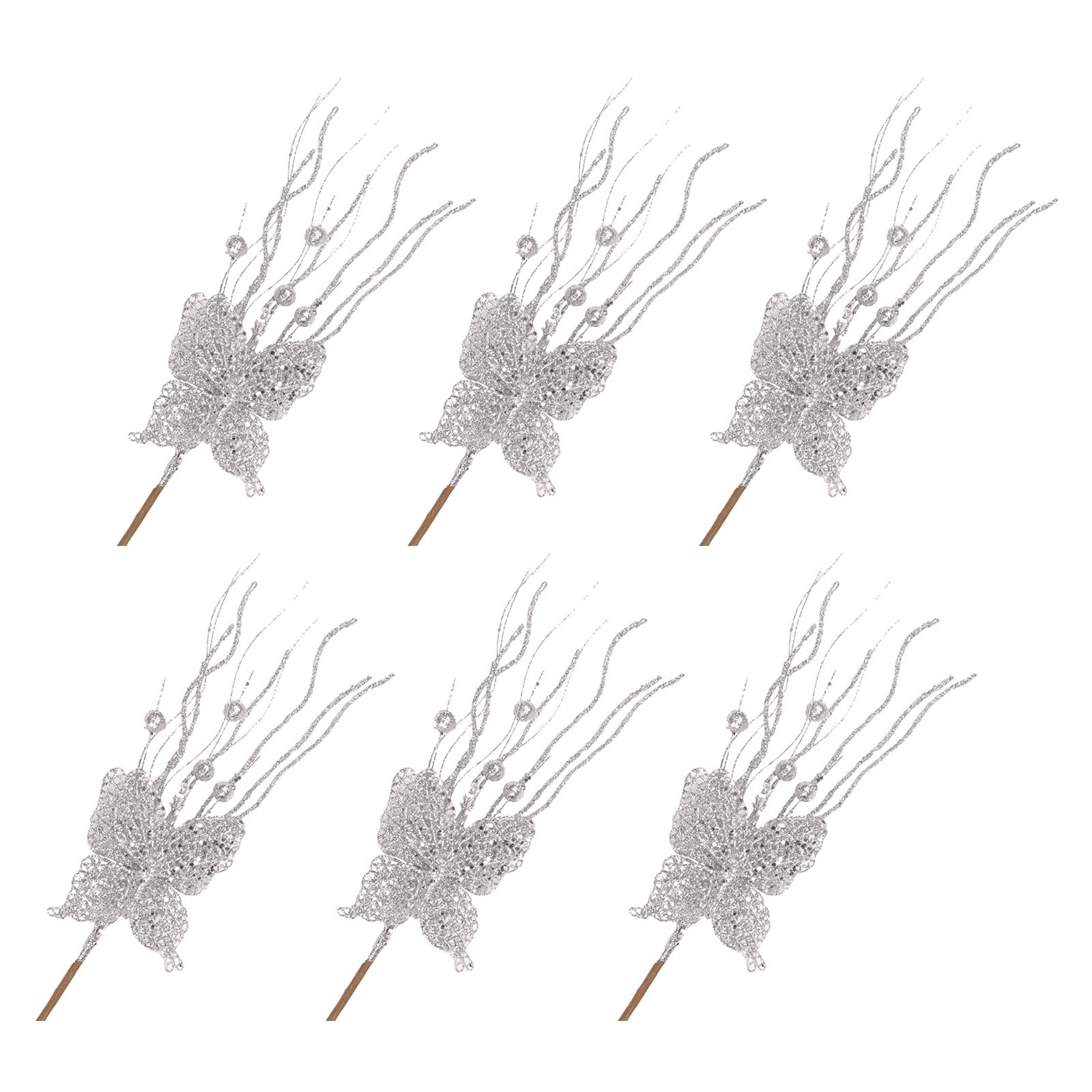 Hsioluted 6Pcs Artificial Berries Stems 17.7'' Artificial Berries Branch Christmas Holly Branch for Weddding Decoration Holiday Ornament