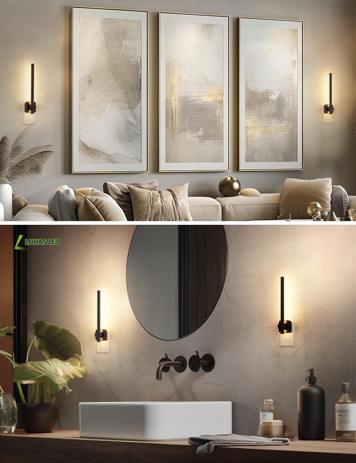 Lampki nocne LED podłączane do gniazdka ściennego, 0-200 lm, czujnik zmierzchu do świtu, 2 W, ściemnialne, miękka biel 3000 K, standard amerykański, nowoczesne oświetlenie do lustrzanej toalety